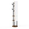Full-Length Mirror Coat Rack with Storage, 360 Degree Rotatable Clothes Rack, Coat Rack with Hooks, 174*40 cm (Vintage Brown)