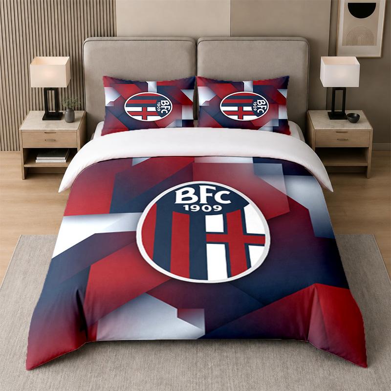 3Pcs Bedding SetBologna FC Soft Bed Sheet and Two Pillowcases Home Bedroom Decor