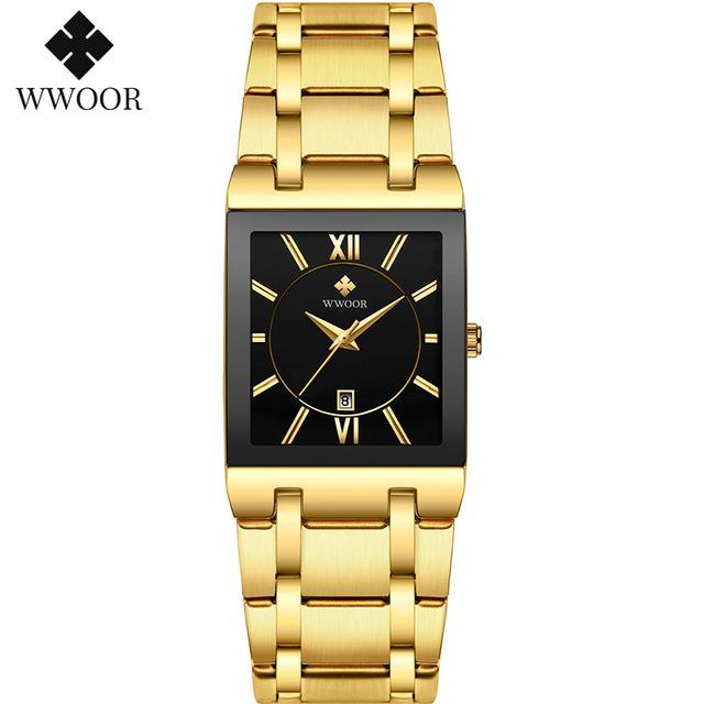 WWOOR Fashion Mens Watches Top Brand Luxury Wrist Watch Quartz Square Waterproof Geneva Design Mens Clock Relogio Masculino
