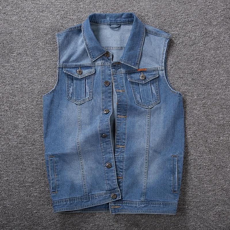 Cotton Jeans Sleeveless Jacket Vest Men's Denim Jeans Vest