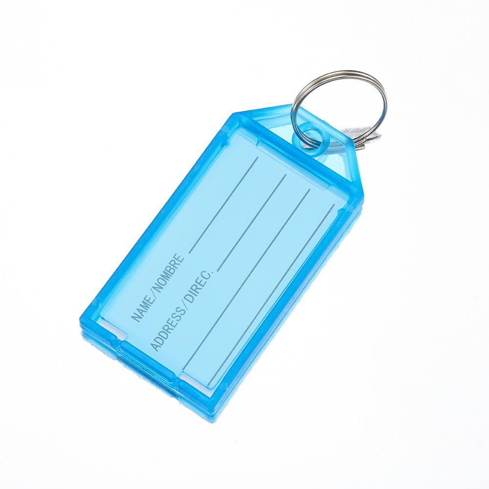 10pcs Plastic Key Tags With Flap Label Window Strong Split Ring For Diy Id Keychain Luggage Backpack Car Keys Identification Tag