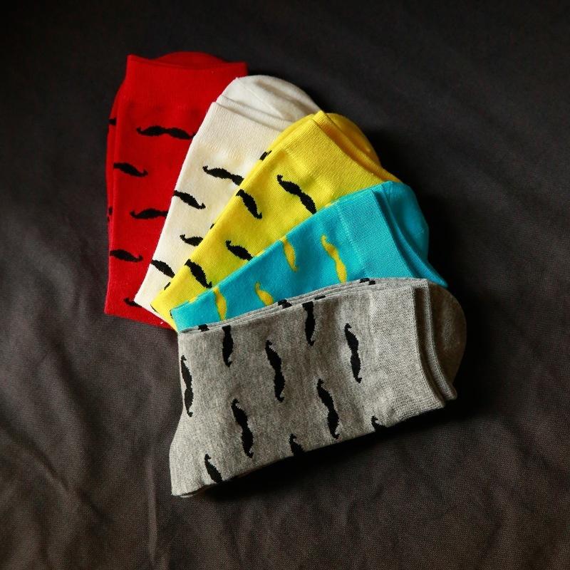 Men Socks Casual Pure Cotton Beard Pattern Tube Socks Men Fashion Solid Color Funny Happy Socks