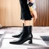 Модные весенне-осенние короткие ботинки на высоком каблуке в британском стиле 2025 новые женские ботинки средней высоты с острым носком, модные ботинки на толстом каблуке