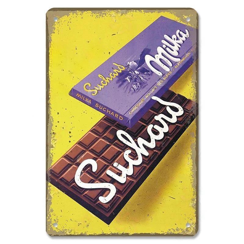 Vintage Candy Chocolate Metal Plates Cream Milk Chocolate Poster Metal Plaque Tin Sign For Kitchen Cafe Dining Room Wall Decor
