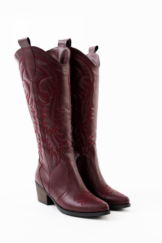 Женские современные стильные модные ботинки, сапоги из искусственной кожи, черные кожаные ковбойские длинные сапоги с вышивкой