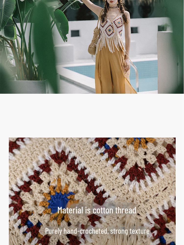 Подтяжки с кисточками ручной работы в этническом стиле - жилет Bohemian Vacation