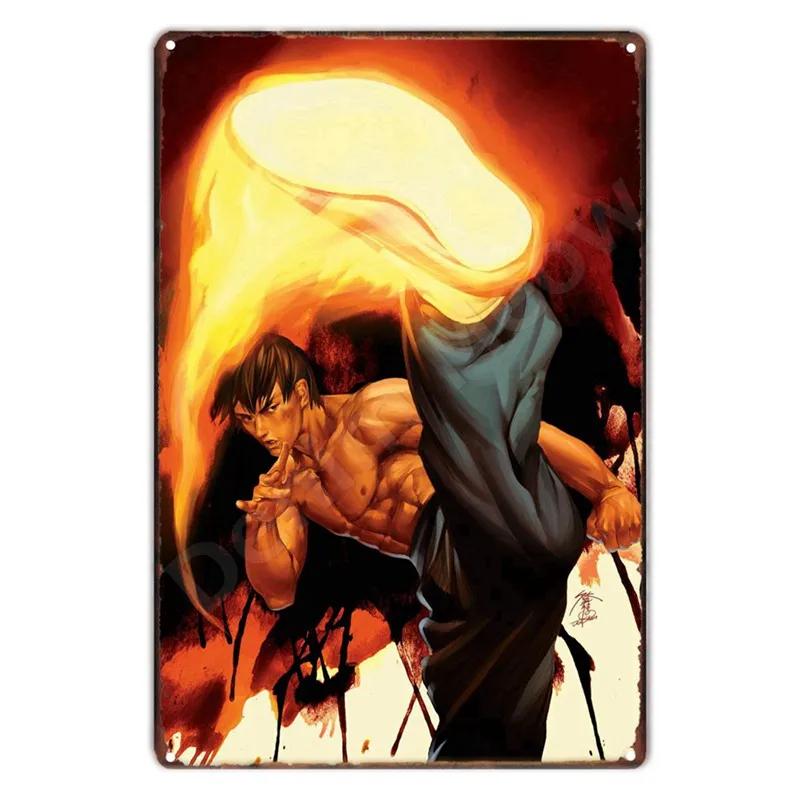 Аниме The King Of Fighters Винтажная Металлическая Табличка, Постер Настенного Искусства, Файтинги, Ретро Табличка для Бара, Клуба, Мужской Пещеры, Домашний Декор Стен
