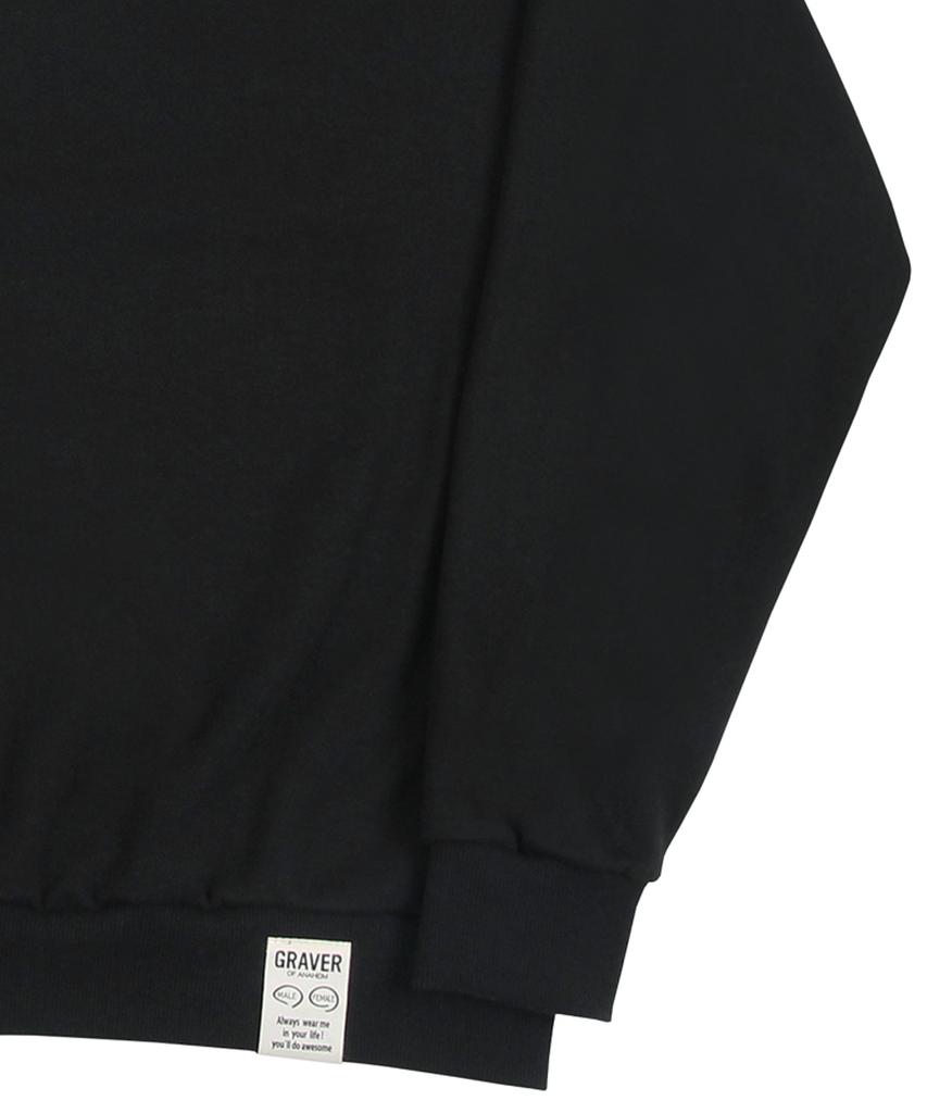 GRAVER [Unisex] Duck Flower Embroidered Smile Sweatshirt_Black