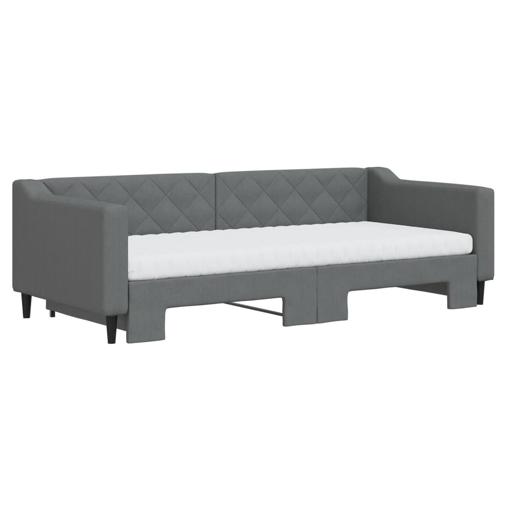Pull Out Daybed with Mattresses Dark Grey 90 x 200 cm Fabric