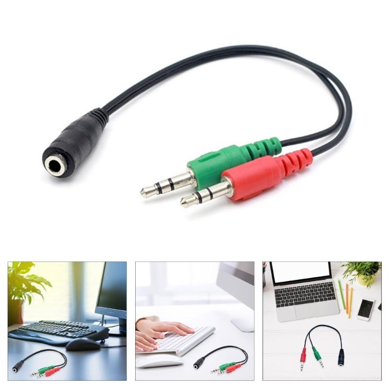 Headsets Microphone Splitter Cable for PC 3.5mm Headphones Sound  Adapter Converter 3.5mm Female to Double 3.5mm Male