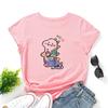Cartoon Dinosaur Print Women T Shirt Short Sleeve O Neck Loose Women Tshirt Ladies Tee Shirts Tops