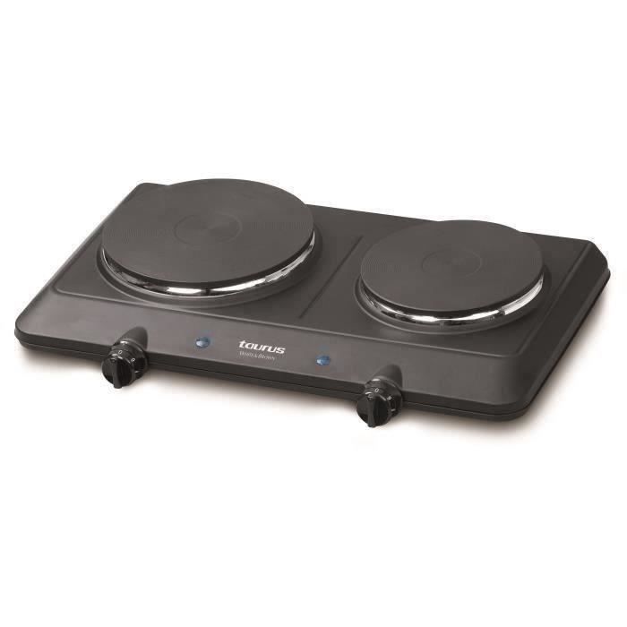 WHITE AND BROWN - Stove - 2 Burners - 2250W - Volcano Duo - Black