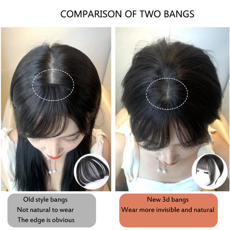 Синтетический топпер, шиньон, накладная челка, наращивание челки, натуральная искусственная бахрома, невидимая челка для женщин
