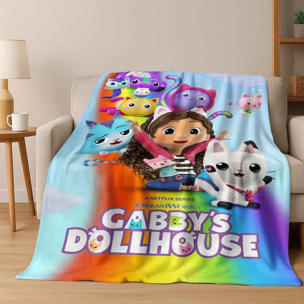 2026 New Cartoon Gabbys Dollhouse Girl Gift Flannel Blanket,Warm and Cozy Soft Throw Blanket for Home Bedroom Bed Sofa Cover Kid
