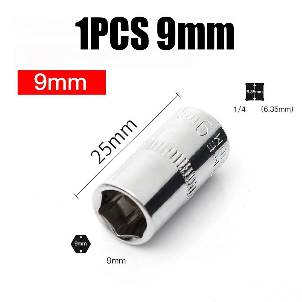 1Pcs Hand Tool Metric Key Sleeve 1/4" 6.35mm Head Drive Socket New Hex Short Socket
