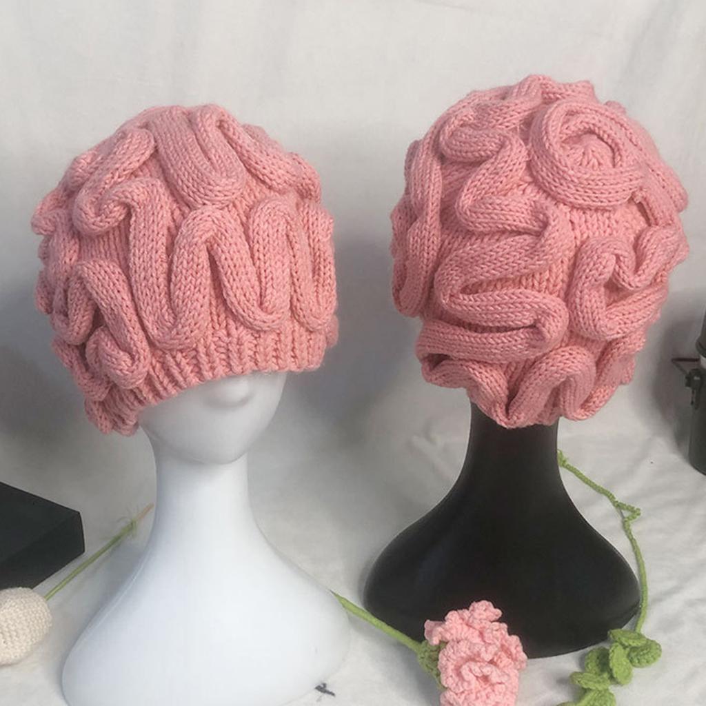 Lovely Cerebrum Beanie Cap Windproof Skull Hat Female Thick Warm Hat Outdoor Cap Cold Weather Beanies for Adult