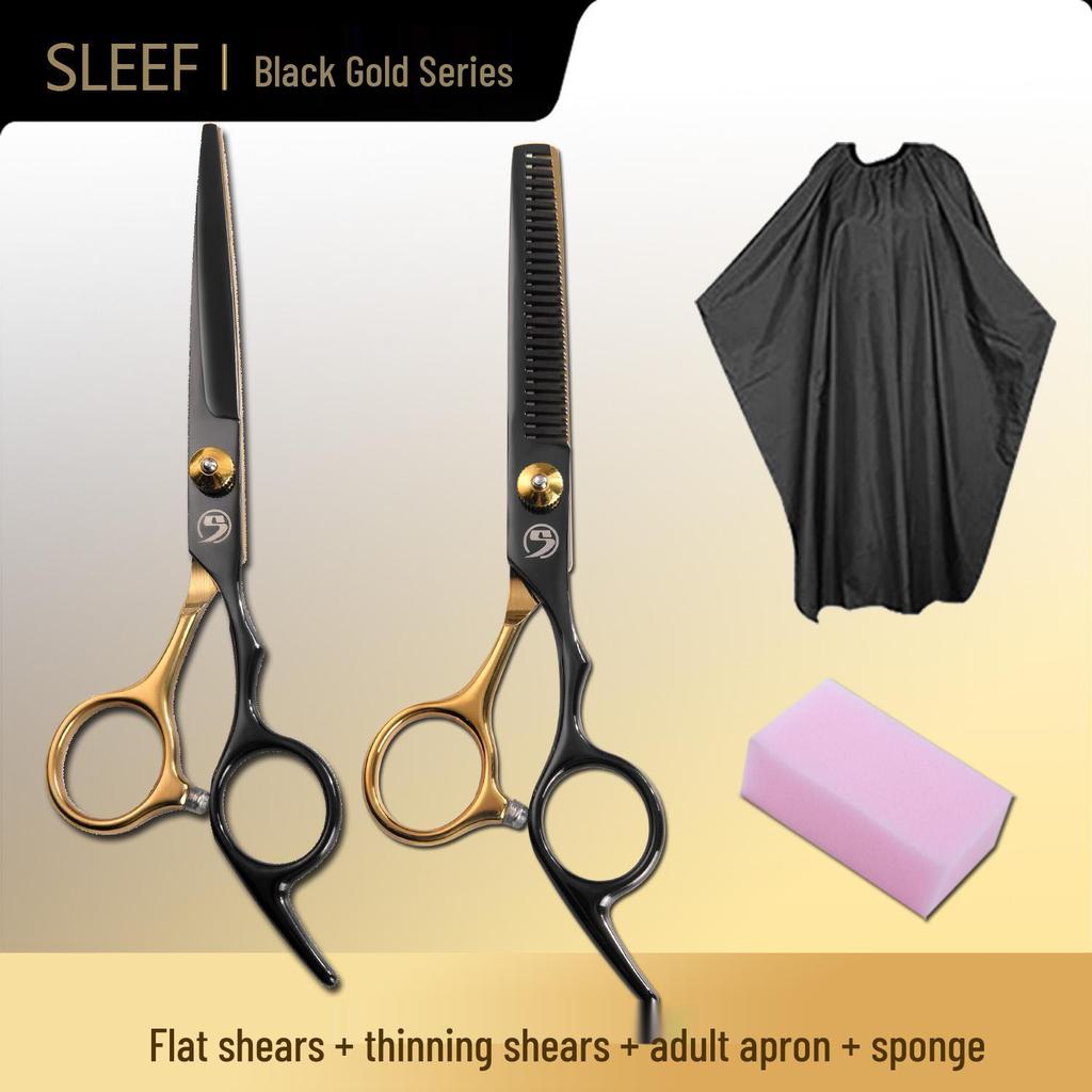 Black Gold Hairdressing Scissors & Thinning Shears for Women's At-Home Haircuts