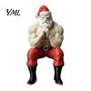 Quirky Christmas Tabletop Ornament Muscular Santa Claus Figurine, Funny Hilarious Resin Strong Statue, Novelty Statue Collectible Desktop for