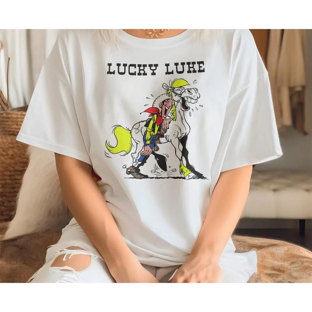 Vintage Lucky Luke V4 Natural T Shirt Movie Poster Retro Cotton Men Amp 39 S Women Gift Present Vintage Washed Fashion Homme