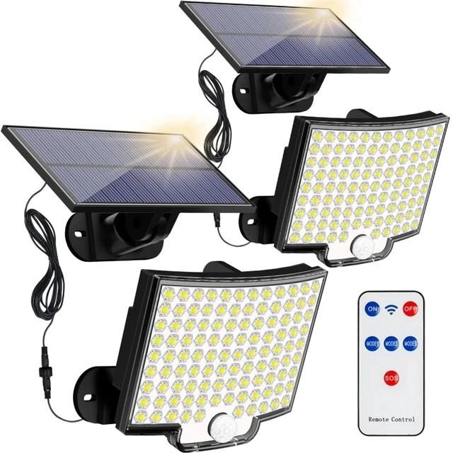 100/106 LED Solar Motion Light Outdoor Separate Panel Solar Flood Lights 3 Light Modes for Garden Garage Waterproof Wall Lights