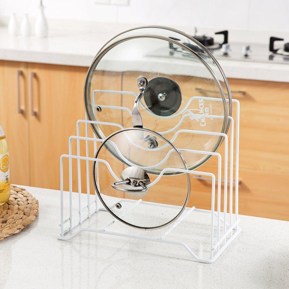 Hollow Design Pan Lid Organizer Multifunctional Cutting Board Holder Kitchen Storage Rack Cabinet