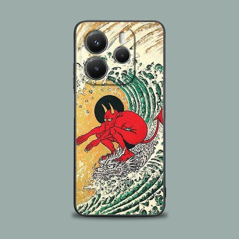 Чехол для телефона для Xiaomi Redmi 15C 14C 12C 13C 4G Redmi Note 15 14 13 12 11 10 Pro Plus 5G Cover Японская культура Волна Дракон Аниме