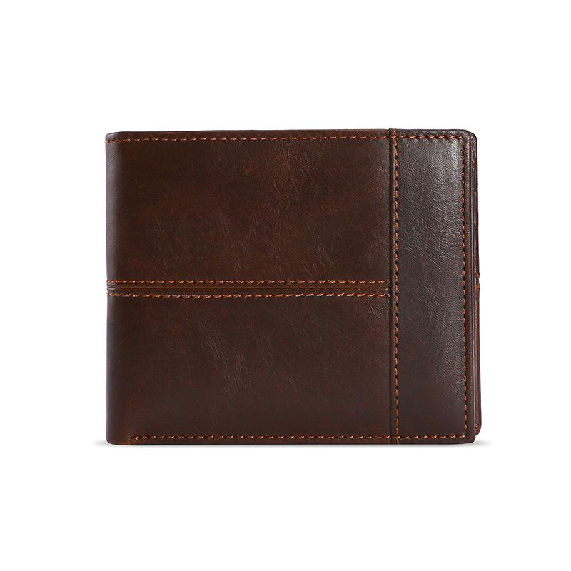 Мужской кошелек из натуральной кожи тройного сложения с отделениями для карт и горизонтальным отделением для монет
