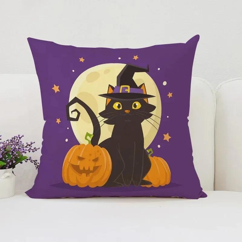 Декоративная наволочка с изображением тыквы и кошки на Хэллоуин, подходящая для дома, гостиной, дивана, спальни, декоративная наволочка