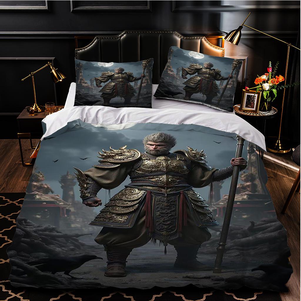 Постельное белье серии Black Myth Wukong, трехсекционное, домашний текстиль, 3D-цифровая печать