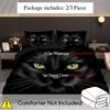 Cartoon Black Cat Pupil 3D Printed Bedding Set Cute Animal Style Luxury Duvet Cover Soft Comfortable Home Polyester Quilt Cover