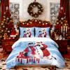 3pcs Happy Santa Claus Printed Chipless Quilt Set, Multi Size Bedding, Dormitory Bedding, Holiday Decoration, Machine Washable