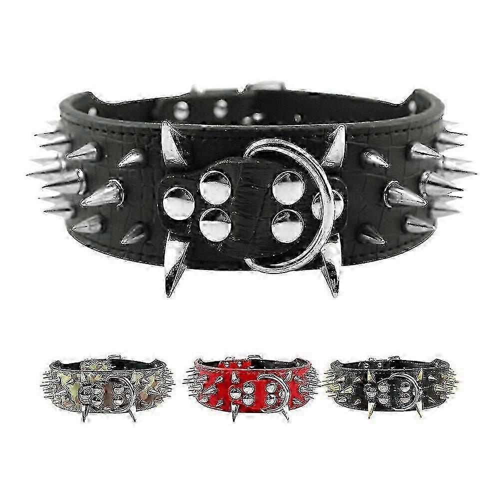 5cm Wide Cool Sharp Spiked Studded Leather Dog Collars for Pitbull Mastiff -ZY WG-26