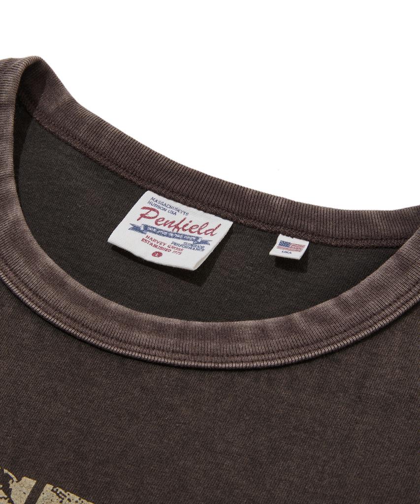 PENFIELD Boston Надпись Винтажный Графический Футболка-Рингер С коротким рукавом Коричневый_Fs2Kt72U
