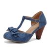 Мода 2025 Весна Лето Девочки Туфли на высоком каблуке Деним Женские лодочки Т-образная застежка Модные туфли-шпильки Высокие каблуки для офиса Вечеринки Банкета