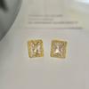 Light Luxury High-end Tin Foil Square Drill Earrings Texture Geometric Earrings New Year Trend