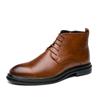 Autumn Winter Men's Cowhide Mid High Top Casual Leather Boots Fashion Men's Business Leather Shoes