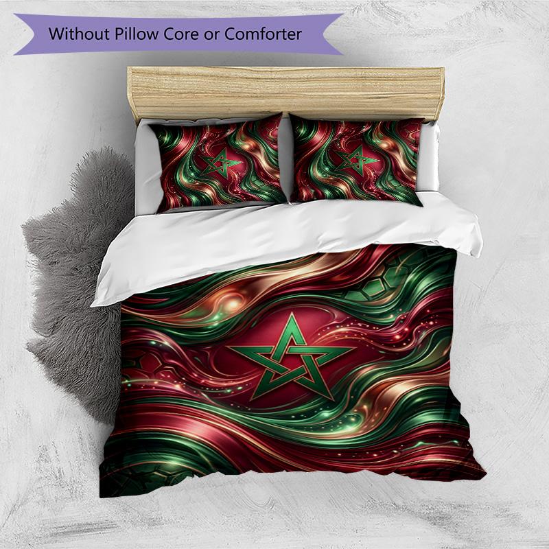 Morocco Football Printed Bedding 3 Piece Set Cozy Breathable Bed Cover Set as Housewarming Holiday Gift
