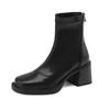 Microfiber Autumn Winter Shoes Thick High Heels Motorcycle Boots SquareToe European Style Keep Warm Ankle Boots