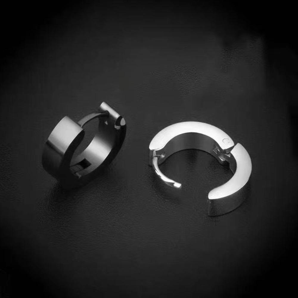 2pcs Stainless Steel Round Huggie Hoop Earrings Unisex Ear Buckle New Piercing Ear Studs Men