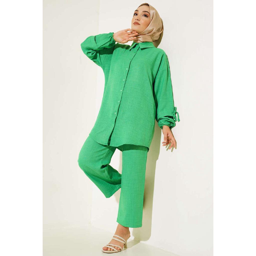 Women's Buttoned Linen Double Suit