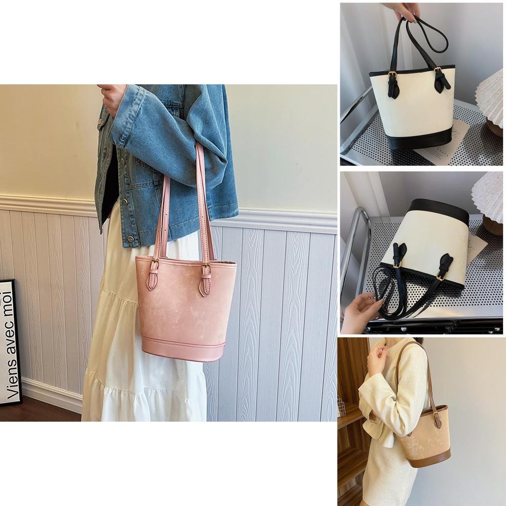 2024 Новая Мода Ретро Сумка-Ведро Подмышечная Уличный Трендовый Средней Вместимости Цветоблокировка Сумка-Тоут Плечевая Сумка