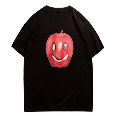 ГОРЯЧАЯ РАСПРОДАЖА Свободная и Универсальная – Футболка с логотипом Apple, напечатанным Kornit, для пар, которые любят тренды, футболка с круглым вырезом, мужская одежда