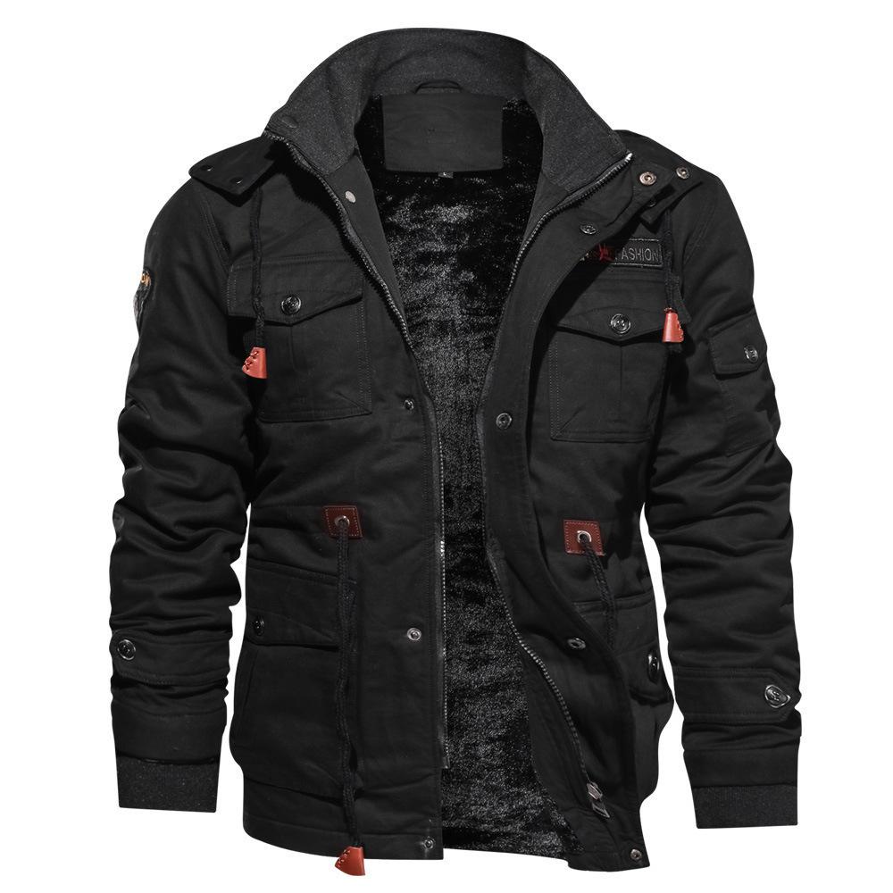 Autumn and Winter Men's Removable Hooded Fleece Thickened Washed Jacket Large Size Casual Jacket