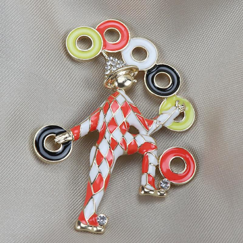 Blucome Alloy Enamel Pins Vintage Circus Clown Replica Brooch for Woman Man Suit Scarf Christmas Gifts