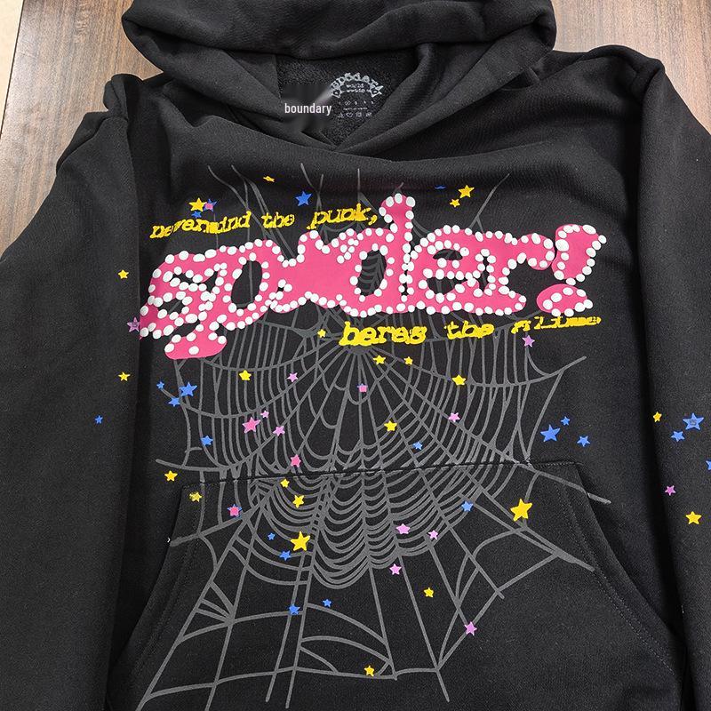 Heavyweight Spider Web Foam Print Fleece Hoodie (450G)