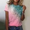 Новая летняя женская красочная футболка с модным 3D-принтом, круглым вырезом и коротким рукавом, свободная удобная верхняя одежда, женская футболка
