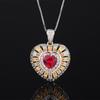 New European and American fashion simulation red corundum heart-shaped set women's jewelry light luxury high-end ring necklace