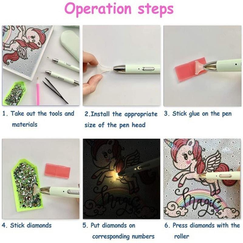 USB Rechargeable Lighting Point Drill Pen for 5D Diamond Painting DIY Tools Pen Diamond Embroidery