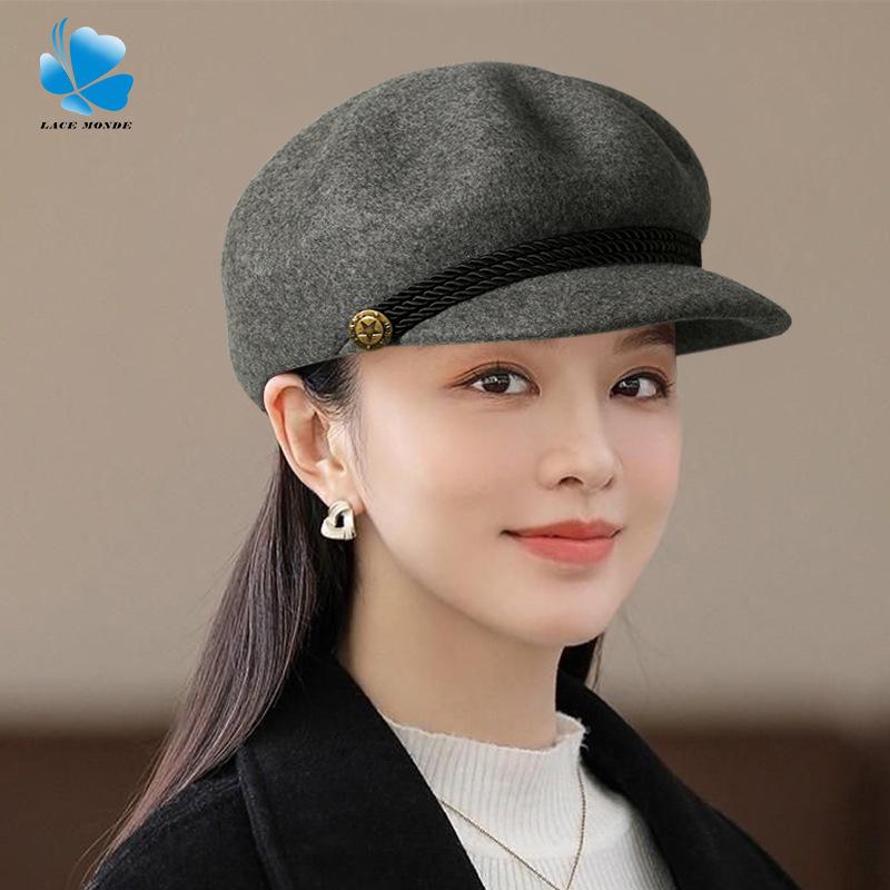 Women's Autumn/Winter Wool Octagonal Hat: Fashionable, Warm, British-Style, Versatile Beret.