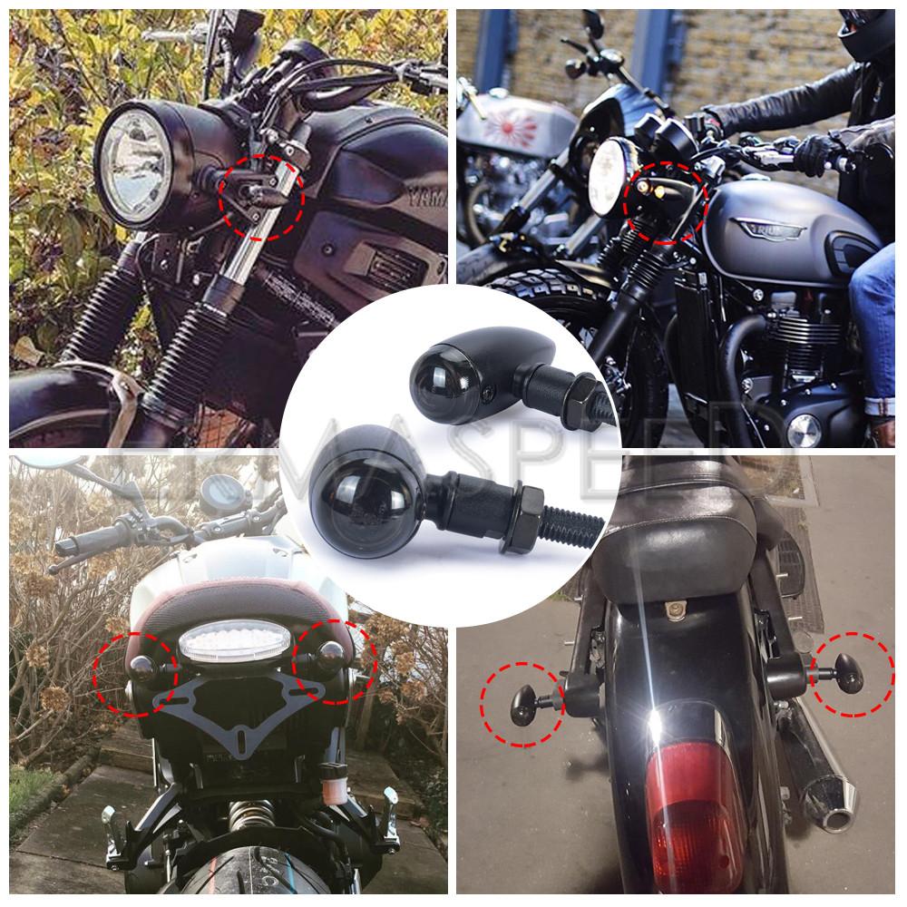 Ретро указатели поворота для мотоцикла, E Mark, алюминиевые пули, индикаторы для мотоцикла, янтарная сигнальная лампа, винтажный скутер